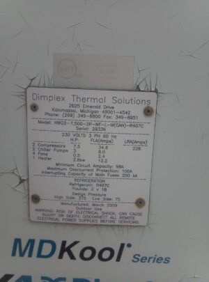 Dimplex Thermal Solutions Chiller MD Kool Series Dimplex Thermal Solutions Chiller MD Kool Series General
