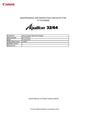 Canon (Toshiba) CT Aquilion Prism, First Installation ~2021, Detector YOM: 2023, Tube YOM: 2021 Canon (Toshiba) CT Aquilionโฆ
